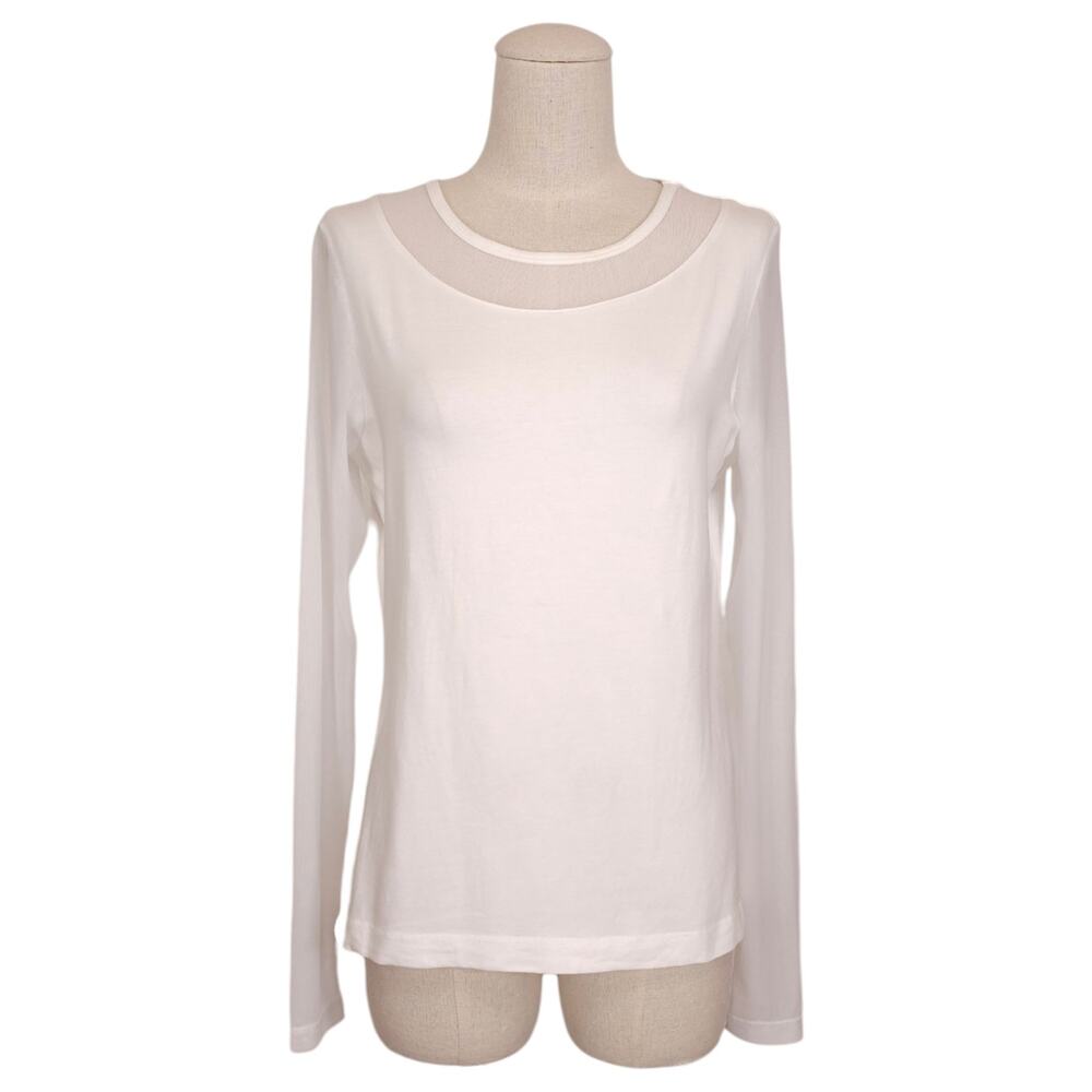 Anatomie Kim Mesh Sleeve Pima Cotton Tee White Sz Medium